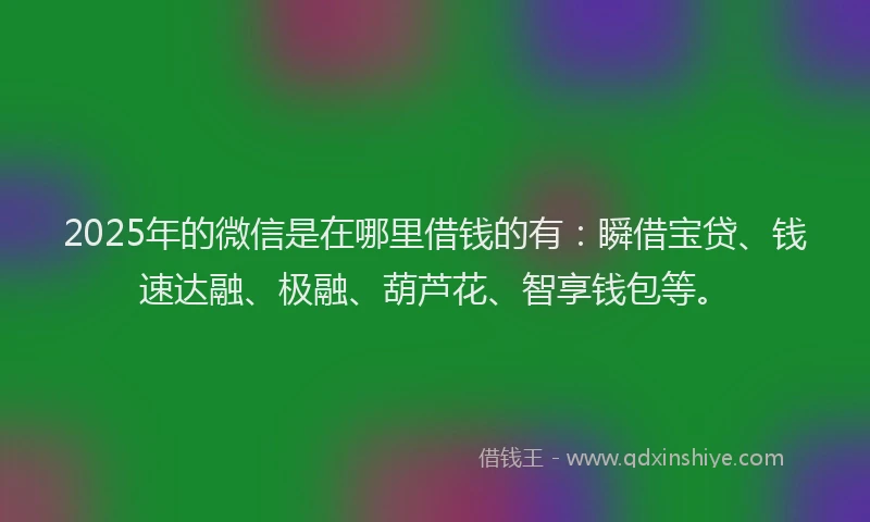 2025年的微信是在哪里借钱的有：瞬借宝贷、钱速达融、极融、葫芦花、智享钱包等。