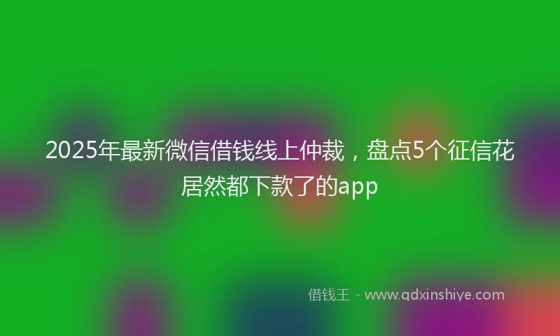 2025年最新微信借钱线上仲裁，盘点5个征信花居然都下款了的app