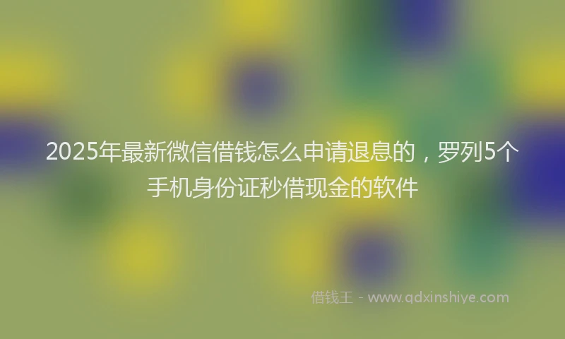 2025年最新微信借钱怎么申请退息的，罗列5个手机身份证秒借现金的软件