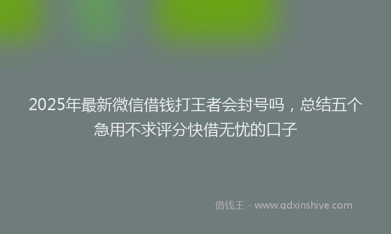 2025年最新微信借钱打王者会封号吗，总结五个急用不求评分快借无忧的口子