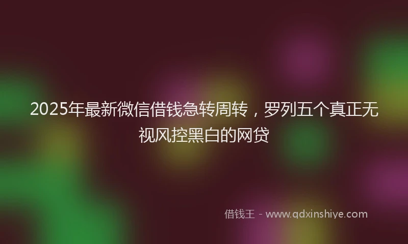 2025年最新微信借钱急转周转，罗列五个真正无视风控黑白的网贷