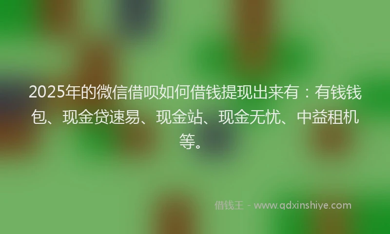 2025年的微信借呗如何借钱提现出来有：有钱钱包、现金贷速易、现金站、现金无忧、中益租机等。