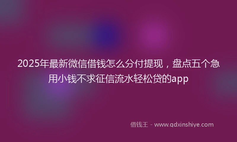 2025年最新微信借钱怎么分付提现，盘点五个急用小钱不求征信流水轻松贷的app