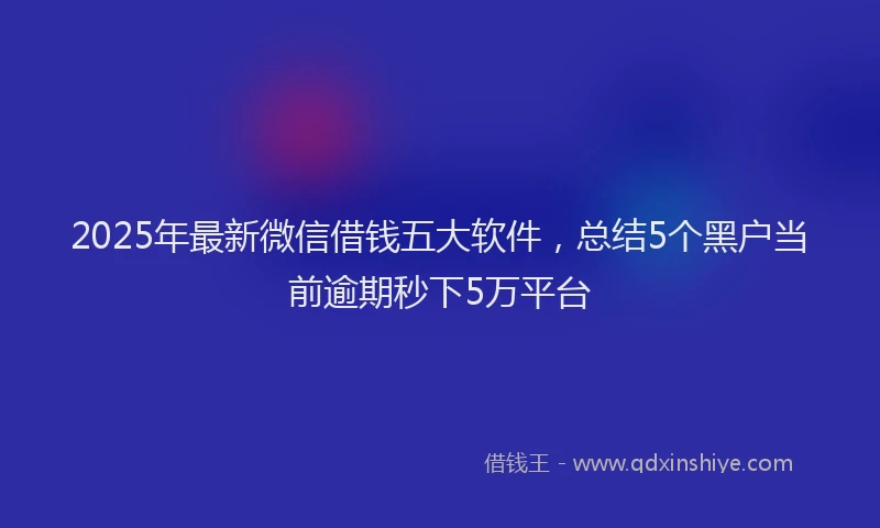2025年最新微信借钱五大软件，总结5个黑户当前逾期秒下5万平台