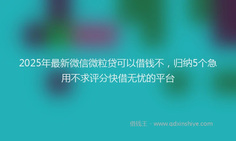 2025年最新微信微粒贷可以借钱不，归纳5个急用不求评分快借无忧的平台