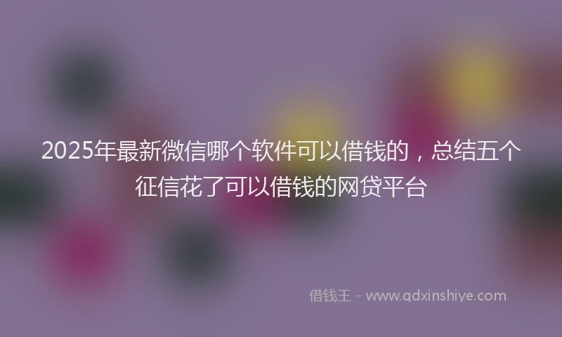 2025年最新微信哪个软件可以借钱的，总结五个征信花了可以借钱的网贷平台