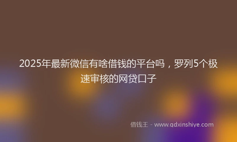2025年最新微信有啥借钱的平台吗，罗列5个极速审核的网贷口子