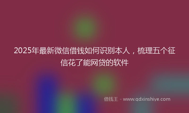2025年最新微信借钱如何识别本人，梳理五个征信花了能网贷的软件