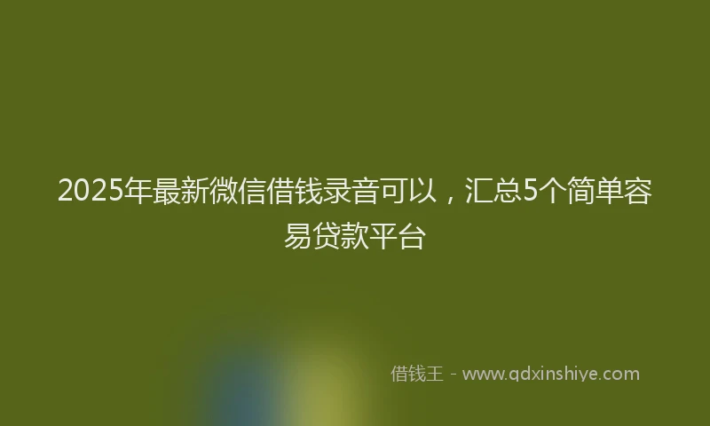 2025年最新微信借钱录音可以，汇总5个简单容易贷款平台
