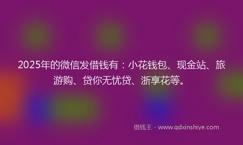 2025年的微信发借钱有：小花钱包、现金站、旅游购、贷你无忧贷、浙享花等。