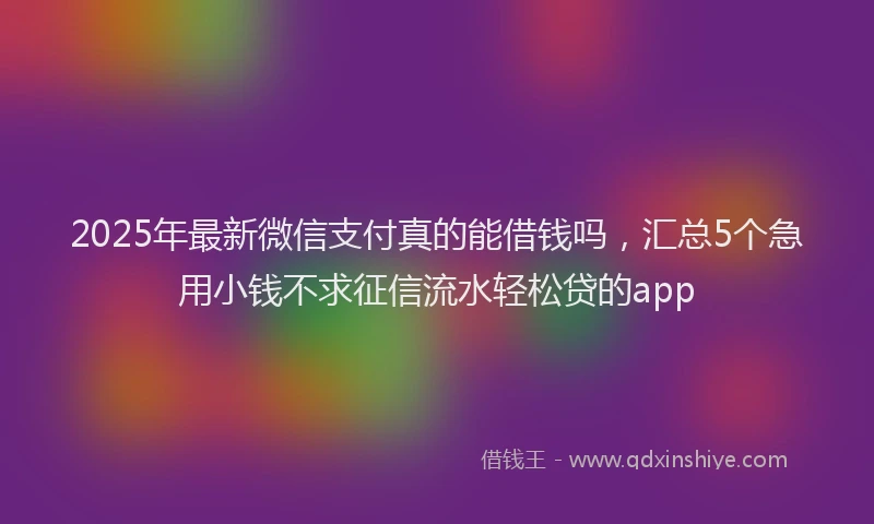 2025年最新微信支付真的能借钱吗，汇总5个急用小钱不求征信流水轻松贷的app