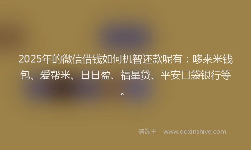 2025年的微信借钱如何机智还款呢有：哆来米钱包、爱帮米、日日盈、福星贷、平安口袋银行等。