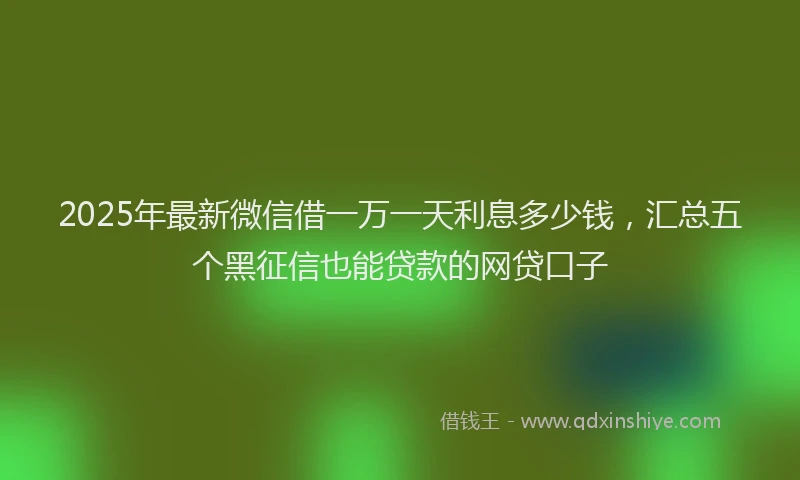 2025年最新微信借一万一天利息多少钱，汇总五个黑征信也能贷款的网贷口子