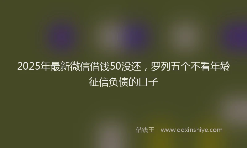 2025年最新微信借钱50没还，罗列五个不看年龄征信负债的口子
