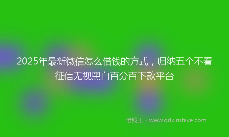 2025年最新微信怎么借钱的方式，归纳五个不看征信无视黑白百分百下款平台