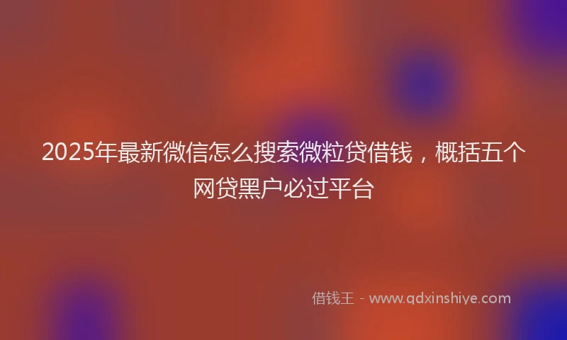 2025年最新微信怎么搜索微粒贷借钱，概括五个网贷黑户必过平台