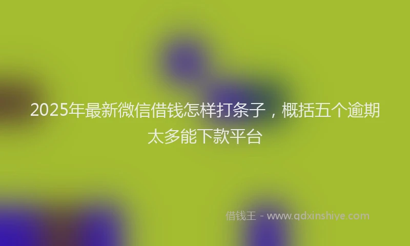 2025年最新微信借钱怎样打条子，概括五个逾期太多能下款平台