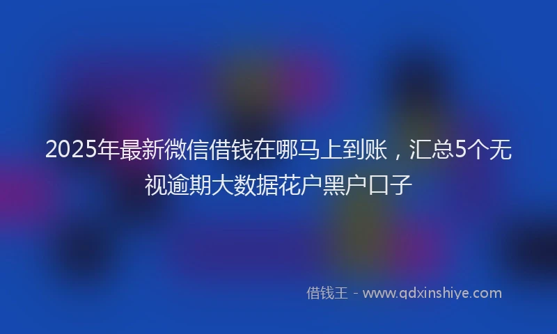 2025年最新微信借钱在哪马上到账，汇总5个无视逾期大数据花户黑户口子