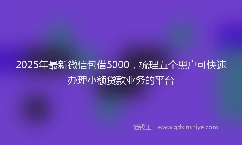 2025年最新微信包借5000，梳理五个黑户可快速办理小额贷款业务的平台