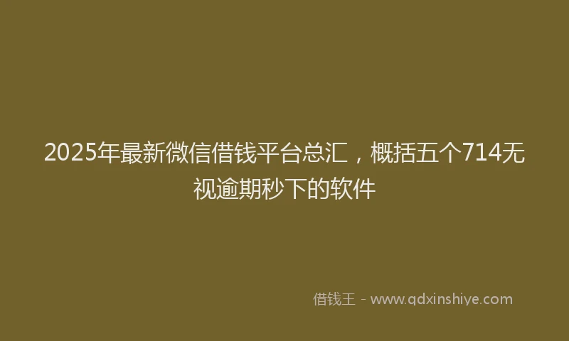 2025年最新微信借钱平台总汇，概括五个714无视逾期秒下的软件