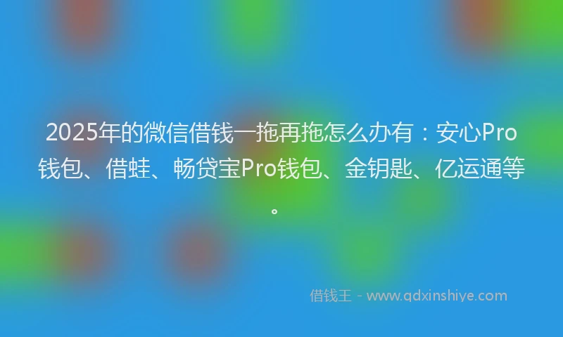 2025年的微信借钱一拖再拖怎么办有：安心Pro钱包、借蛙、畅贷宝Pro钱包、金钥匙、亿运通等。