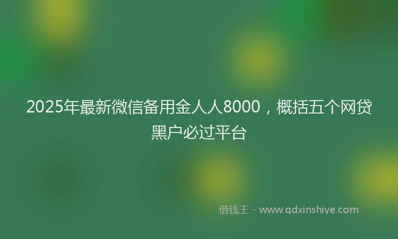 2025年最新微信备用金人人8000，概括五个网贷黑户必过平台