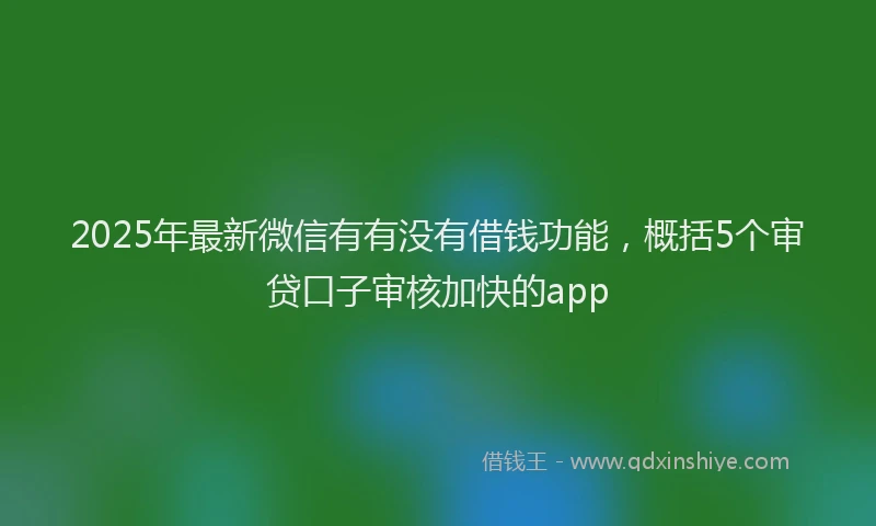 2025年最新微信有有没有借钱功能，概括5个审贷口子审核加快的app