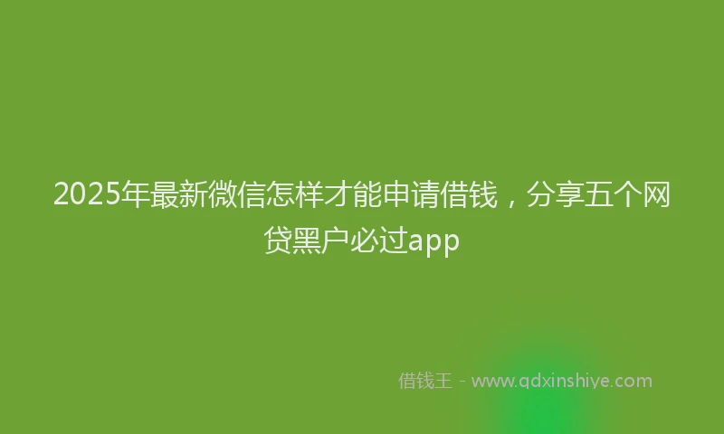 2025年最新微信怎样才能申请借钱，分享五个网贷黑户必过app