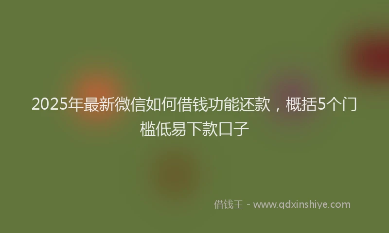 2025年最新微信如何借钱功能还款，概括5个门槛低易下款口子