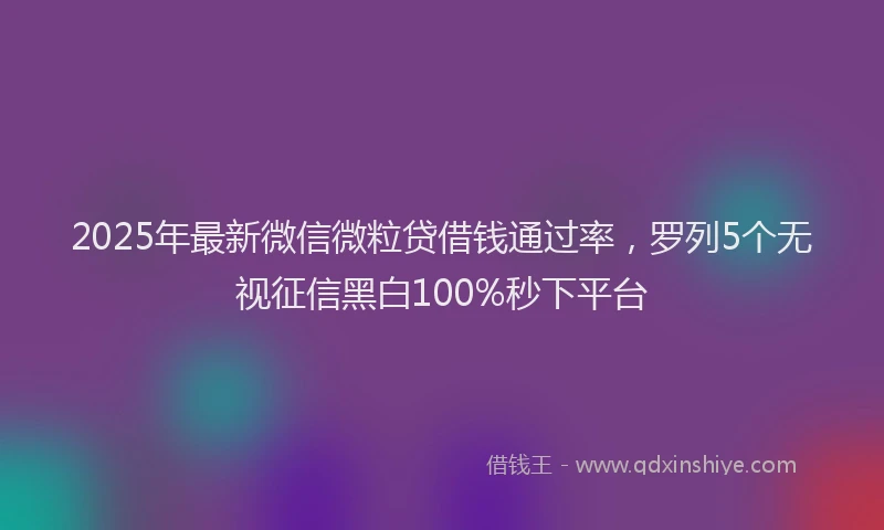 2025年最新微信微粒贷借钱通过率，罗列5个无视征信黑白100%秒下平台