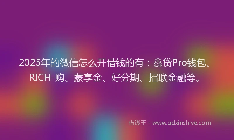 2025年的微信怎么开借钱的有：鑫贷Pro钱包、RICH-购、蒙享金、好分期、招联金融等。