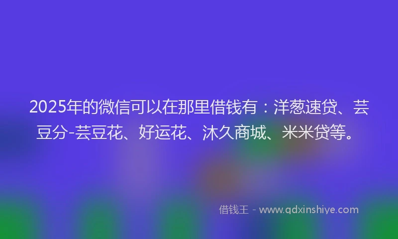 2025年的微信可以在那里借钱有：洋葱速贷、芸豆分-芸豆花、好运花、沐久商城、米米贷等。