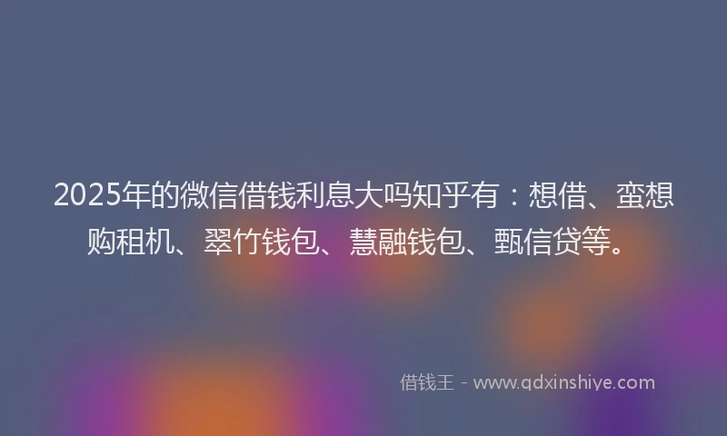 2025年的微信借钱利息大吗知乎有：想借、蛮想购租机、翠竹钱包、慧融钱包、甄信贷等。