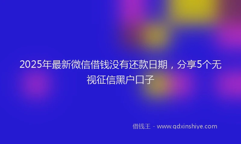 2025年最新微信借钱没有还款日期，分享5个无视征信黑户口子