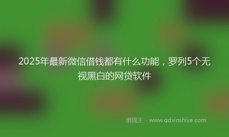 2025年最新微信借钱都有什么功能，罗列5个无视黑白的网贷软件