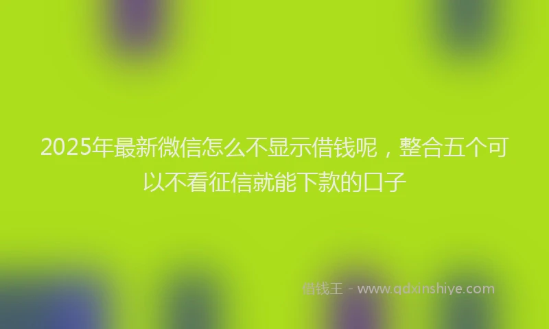 2025年最新微信怎么不显示借钱呢，整合五个可以不看征信就能下款的口子
