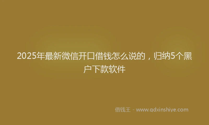 2025年最新微信开口借钱怎么说的，归纳5个黑户下款软件