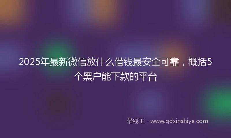 2025年最新微信放什么借钱最安全可靠，概括5个黑户能下款的平台