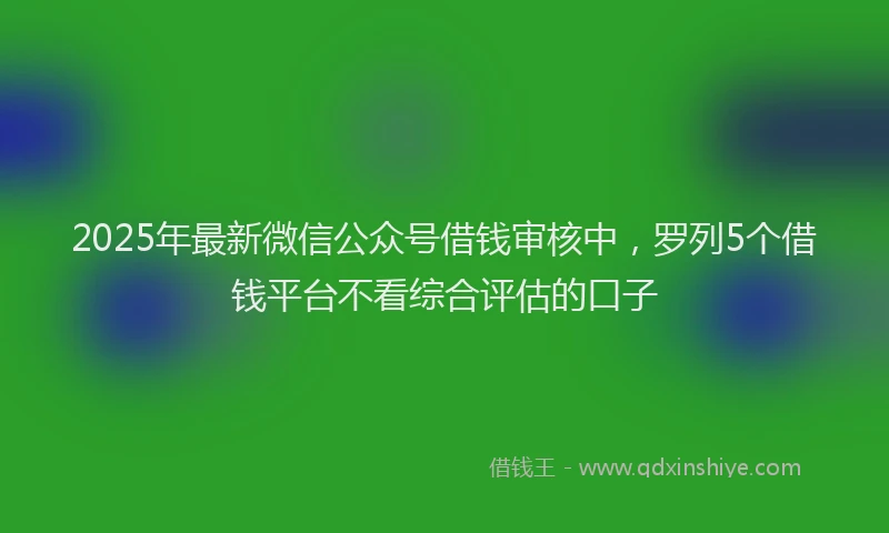 2025年最新微信公众号借钱审核中，罗列5个借钱平台不看综合评估的口子