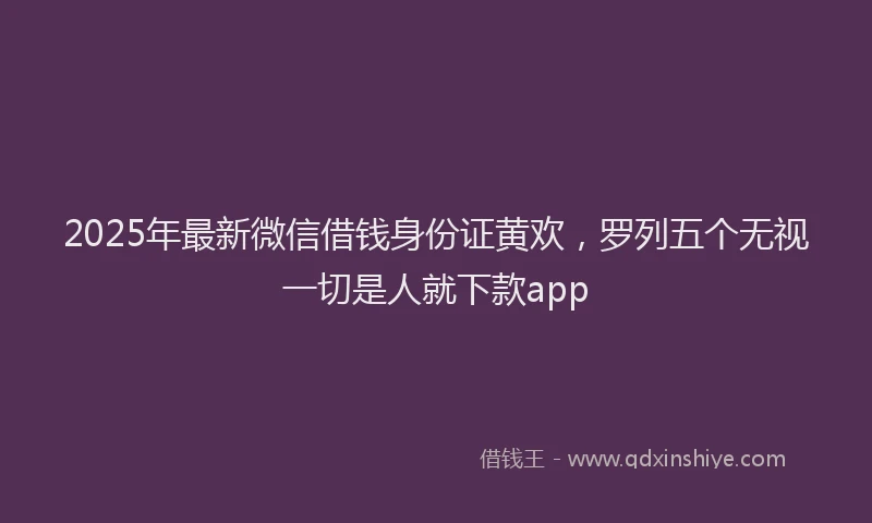 2025年最新微信借钱身份证黄欢，罗列五个无视一切是人就下款app