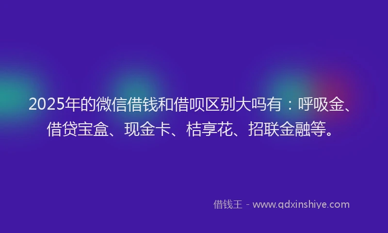 2025年的微信借钱和借呗区别大吗有：呼吸金、借贷宝盒、现金卡、桔享花、招联金融等。