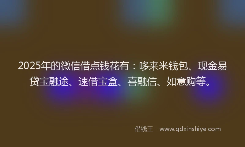 2025年的微信借点钱花有：哆来米钱包、现金易贷宝融途、速借宝盒、喜融信、如意购等。