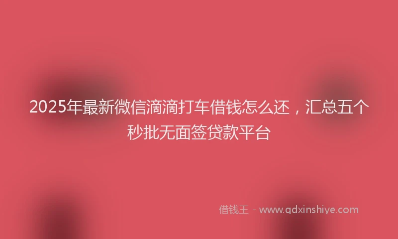 2025年最新微信滴滴打车借钱怎么还，汇总五个秒批无面签贷款平台