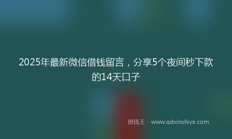 2025年最新微信借钱留言，分享5个夜间秒下款的14天口子