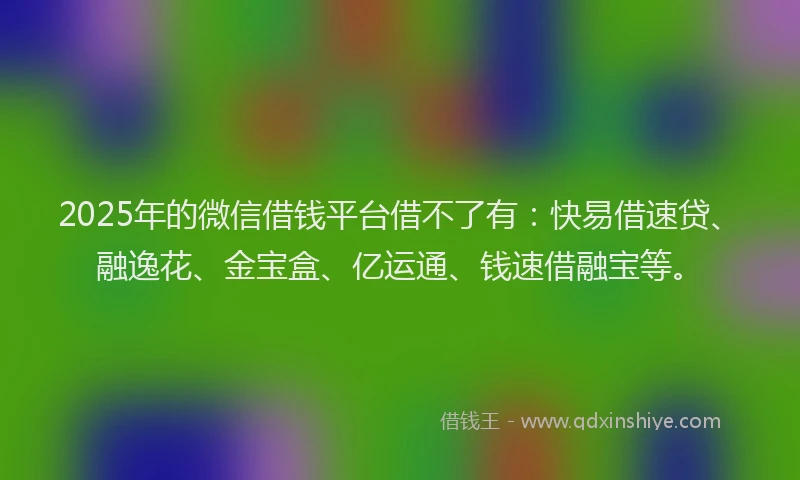 2025年的微信借钱平台借不了有：快易借速贷、融逸花、金宝盒、亿运通、钱速借融宝等。