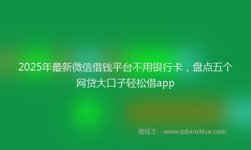 2025年最新微信借钱平台不用银行卡，盘点五个网贷大口子轻松借app