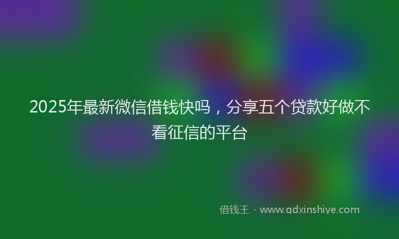 2025年最新微信借钱快吗，分享五个贷款好做不看征信的平台