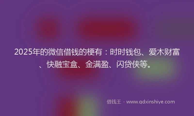 2025年的微信借钱的梗有：时时钱包、爱木财富、快融宝盒、金满盈、闪贷侠等。