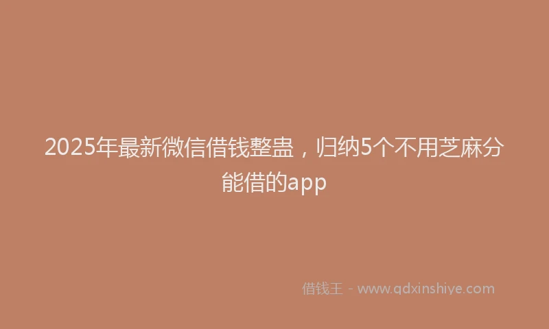 2025年最新微信借钱整蛊，归纳5个不用芝麻分能借的app