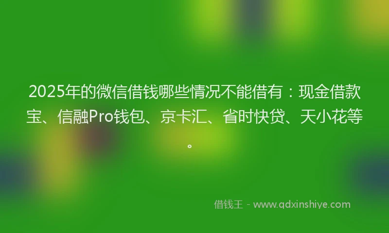 2025年的微信借钱哪些情况不能借有：现金借款宝、信融Pro钱包、京卡汇、省时快贷、天小花等。